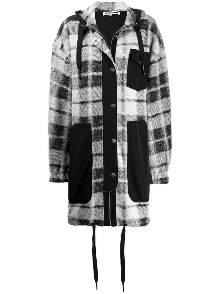 Mcq Alexander Mcqueen Plaid Hooded Coat - Black