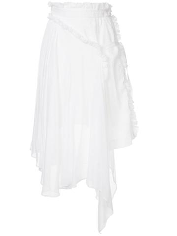 Shanshan Ruan Asymmetric Hem Skirt - White