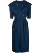 William Vintage Checked Asymmetric Dress - Blue