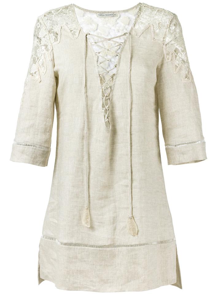 Martha Medeiros - Celia Tunic - Women - Linen/flax/polyamide - P, Nude/neutrals, Linen/flax/polyamide