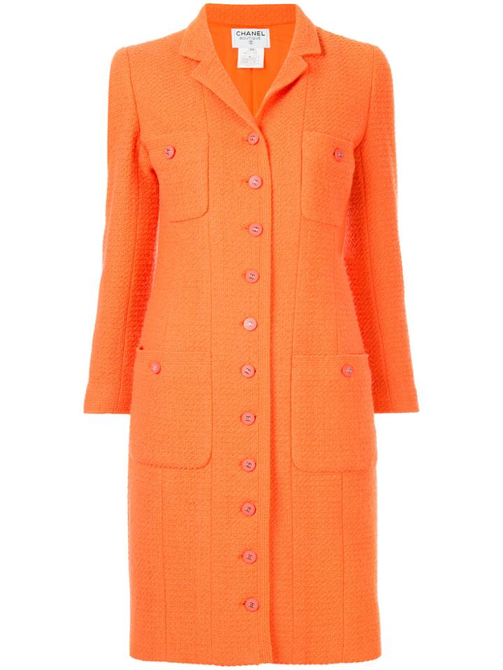 Chanel Vintage Textured Slim Midi Jacket - Yellow & Orange