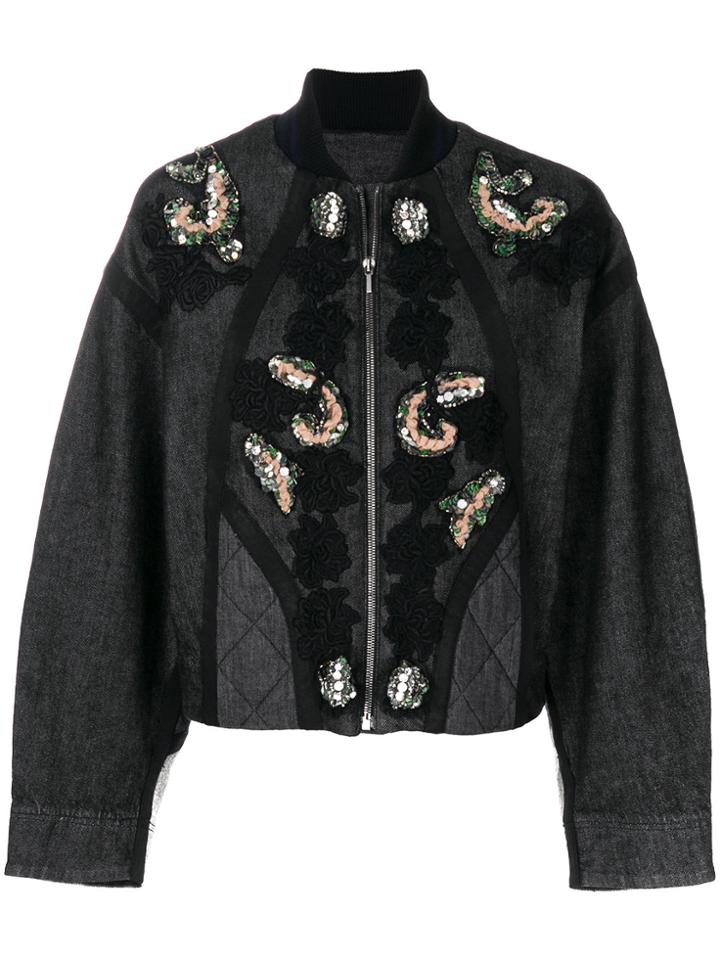 Antonio Marras Sequin And Floral Embroidered Jacket - Grey