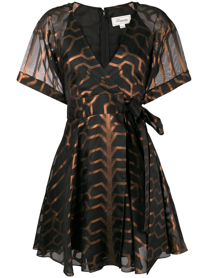 Temperley London Printed Short Sleeve Wrap Dress - Black