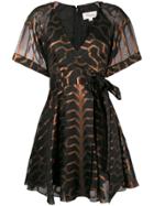Temperley London Printed Short Sleeve Wrap Dress - Black