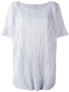 Pleats Please By Issey Miyake Pleated T-shirt, Women's, Size: 3, White, Cotton/polyester