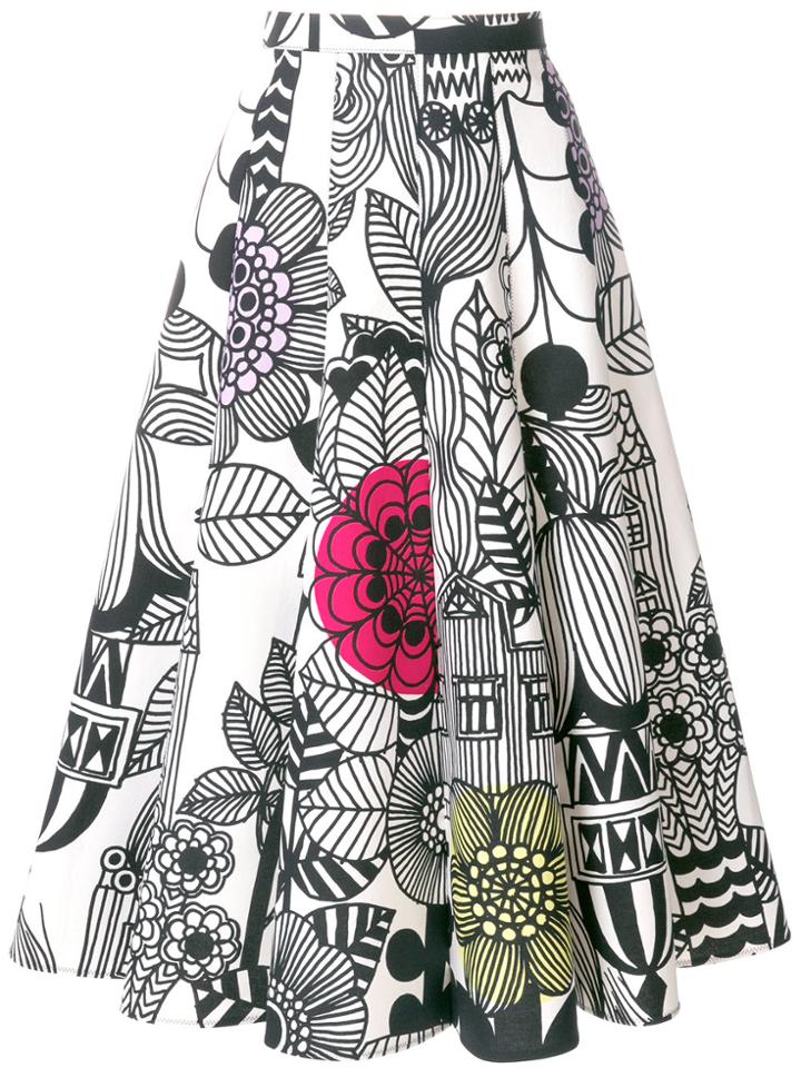 Junya Watanabe Comme Des Garçons Sketch Print Midi Skirt - White