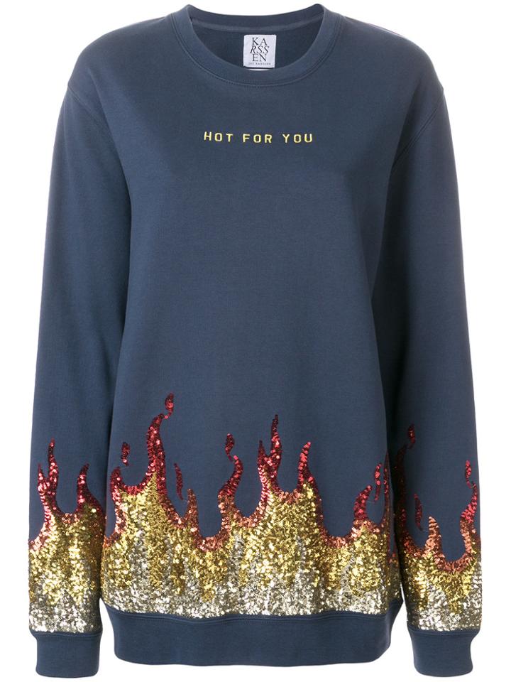 Zoe Karssen Hot For You Sequinned Sweatshirt - Blue