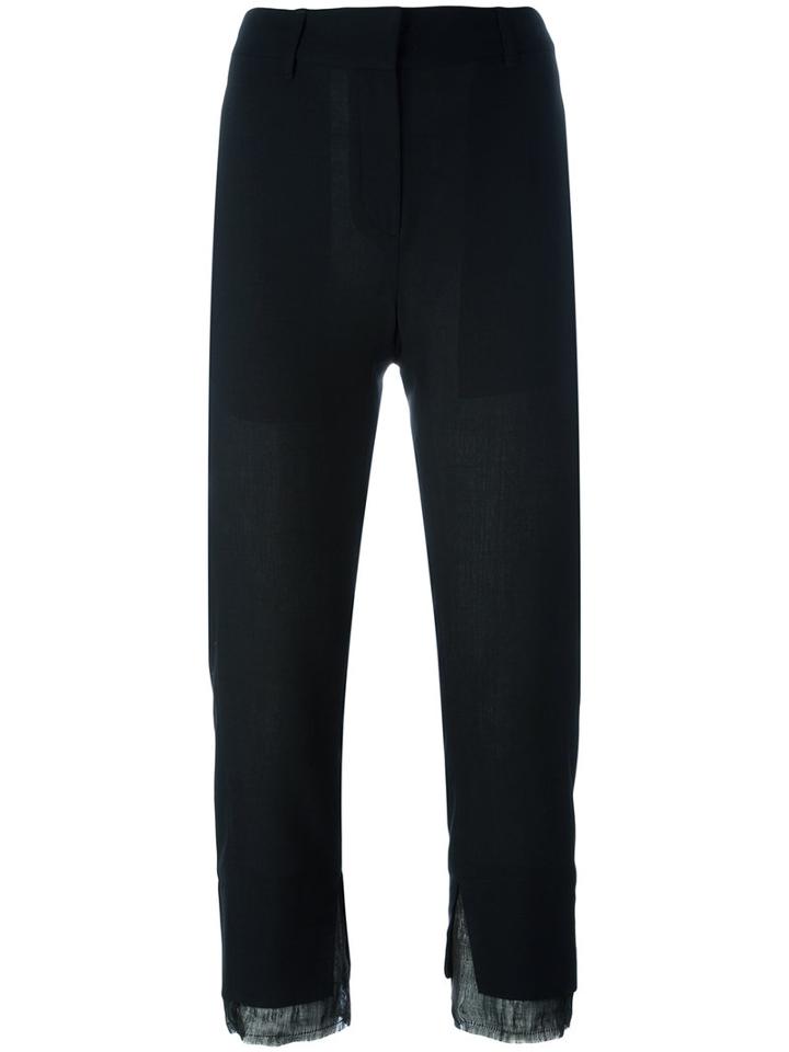 Ann Demeulemeester Cropped Slim-fit Trousers, Women's, Size: 42, Black, Virgin Wool/linen/flax/cotton/rayon