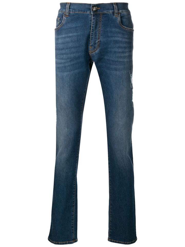 Billionaire Distressed Straight Leg Jeans - Blue