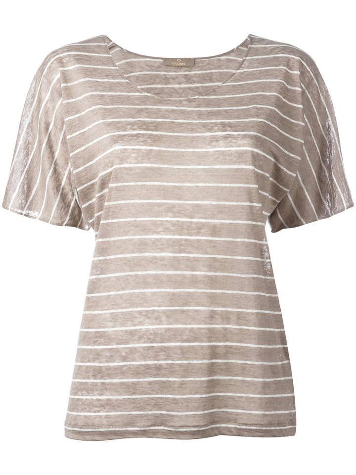 Cruciani - Striped Knitted Top - Women - Linen/flax - 44, Nude/neutrals, Linen/flax