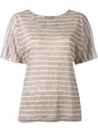 Cruciani - Striped Knitted Top - Women - Linen/flax - 44, Nude/neutrals, Linen/flax