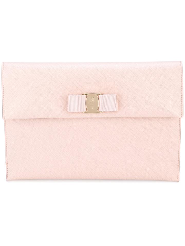 Salvatore Ferragamo - Vara Clutch - Women - Calf Leather - One Size, Pink/purple, Calf Leather