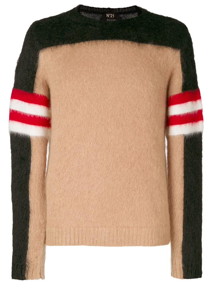 No21 - Colour Block Jumper - Men - Polyamide/mohair/wool/virgin Wool - 48, Nude/neutrals, Polyamide/mohair/wool/virgin Wool