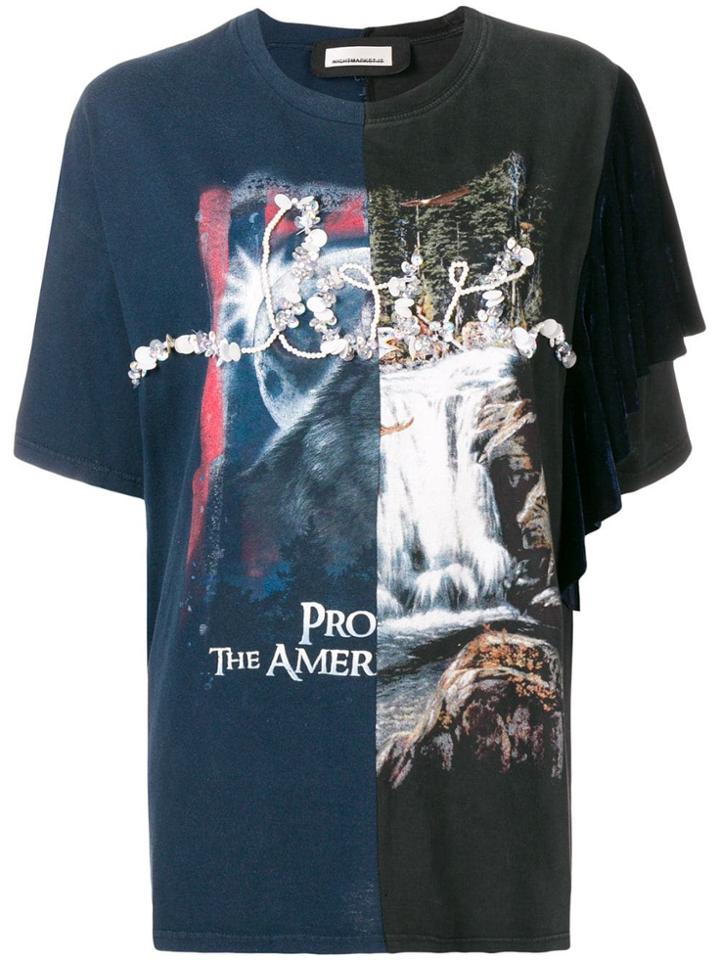 Night Market Waterfall Print T-shirt - Black