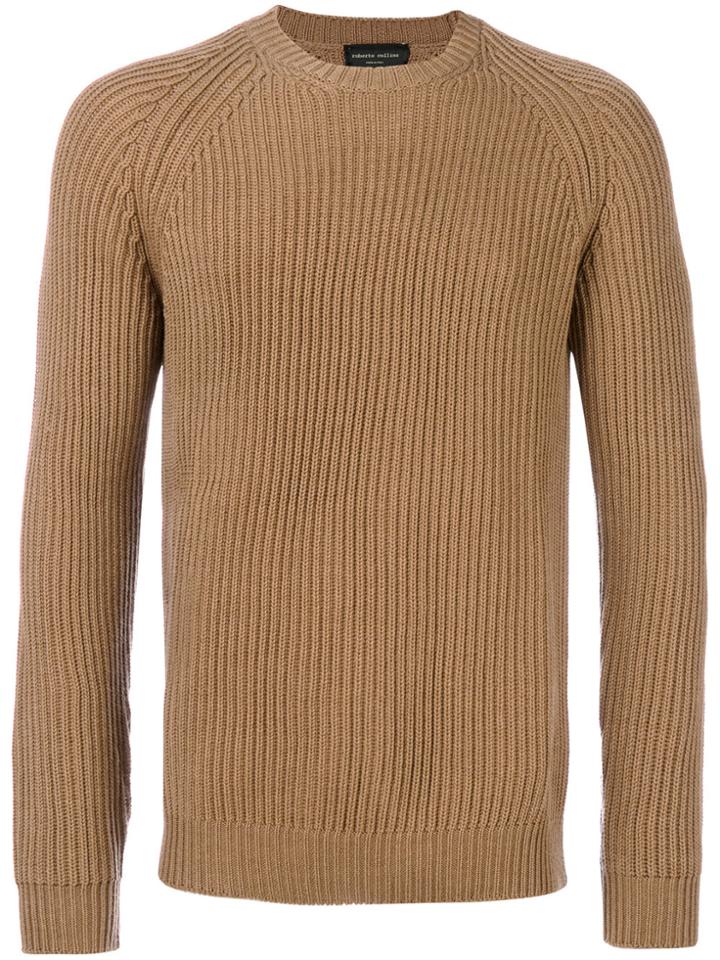 Roberto Collina Ribbed Crew Neck Jumper - Brown
