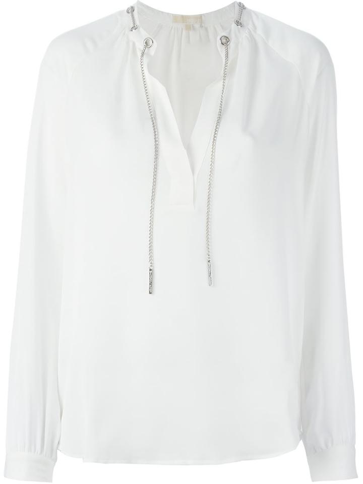 Michael Michael Kors Chain Detail Blouse, Women's, Size: Small, Nude/neutrals, Silk