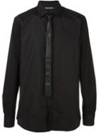 Neil Barrett Tie Detail Shirt, Men's, Size: 39, Black, Cotton/polyester/silk