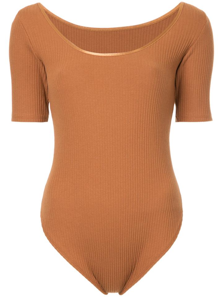 Cityshop Ribbed Short-sleeved Body - Brown