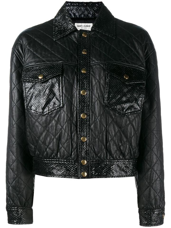Saint Laurent Cropped Quilted Leather Jacket - Black