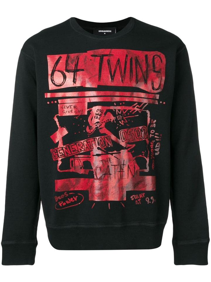 Dsquared2 Printed '64 Twins' Sweatshirt - Black