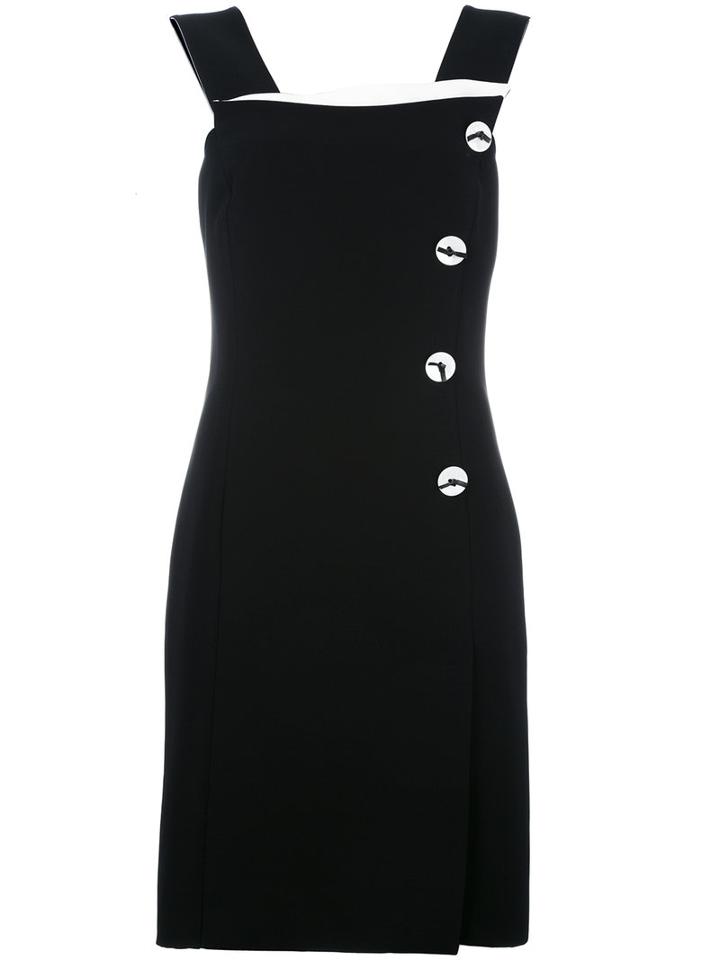 Giorgio Armani Button Up Contrast Dress, Women's, Size: 42, Black, Silk