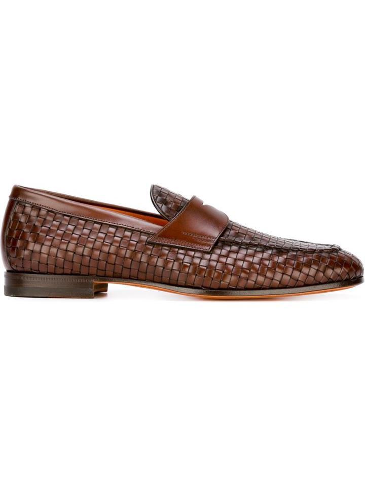 Santoni Basketweave Effect Loafers