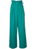 G.v.g.v. - Pleated Wide Trousers - Women - Polyester - 36, Green, Polyester