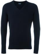 Drumohr V Neck Jumper, Men's, Size: 56, Blue, Lambs Wool