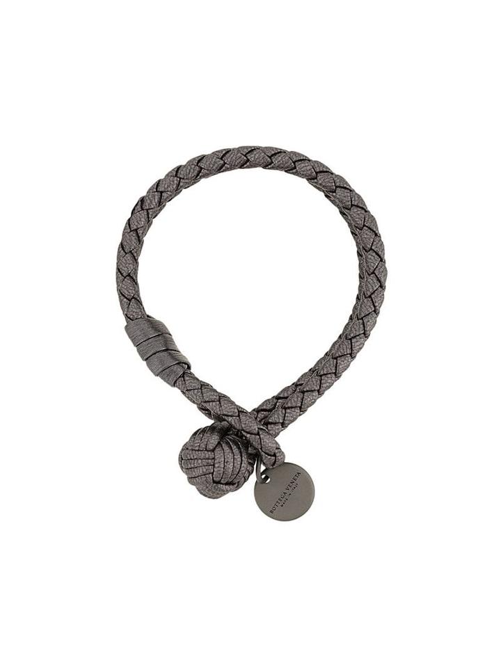 Bottega Veneta Argento Ossidato Intrecciato Grosgrain Bracelet - Grey