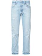 Re/done Distressed Cropped Jeans - Blue