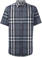 Burberry Checked Shirt, Men's, Size: Small, Grey, Cotton/polyamide/spandex/elastane