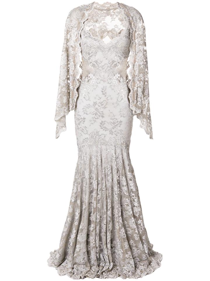 Olvi S Lace Gown And Scarf - Nude & Neutrals