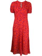 Mcq Alexander Mcqueen Floral Print Midi Dress - Orange