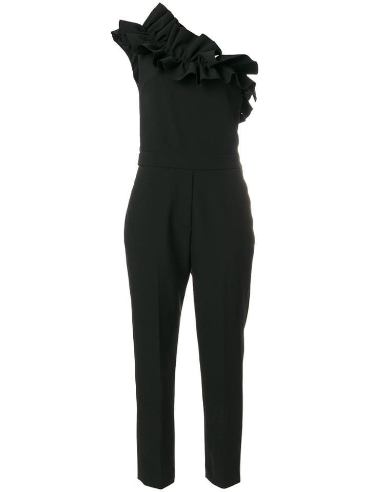 Msgm Ruffled Single Shoulder Jumpsuit - Black