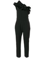 Msgm Ruffled Single Shoulder Jumpsuit - Black