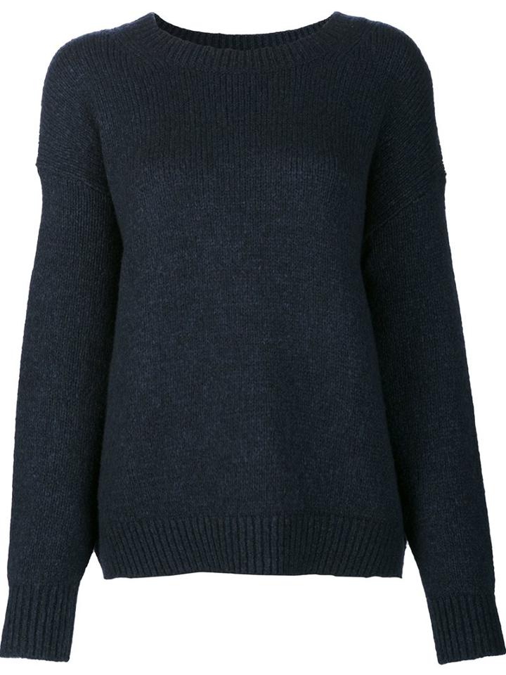 Vince Crew Neck Jumper, Women's, Size: Small, Blue, Silk/nylon/cashmere/wool