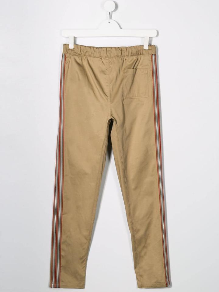 Burberry Kids Teen Side Stripe Trousers - Neutrals