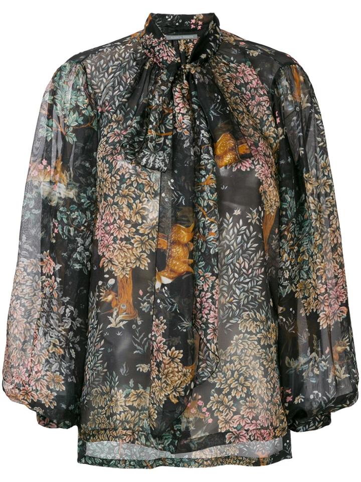 Alberta Ferretti Pussy Bow Blouse - Black