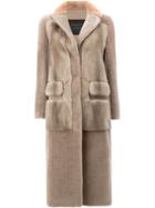 Blancha Long Fur Coat - Grey