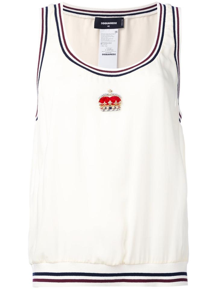 Dsquared2 - Crown Embroidered Blouse - Women - Silk - 40, Nude/neutrals, Silk