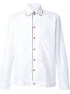 Umit Benan Contrast Piping Shirt, Men's, Size: 50, White, Cotton/spandex/elastane