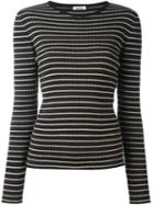 P.a.r.o.s.h. Striped Fine Knit Jumper, Women's, Size: Small, Black, Acrylic/virgin Wool