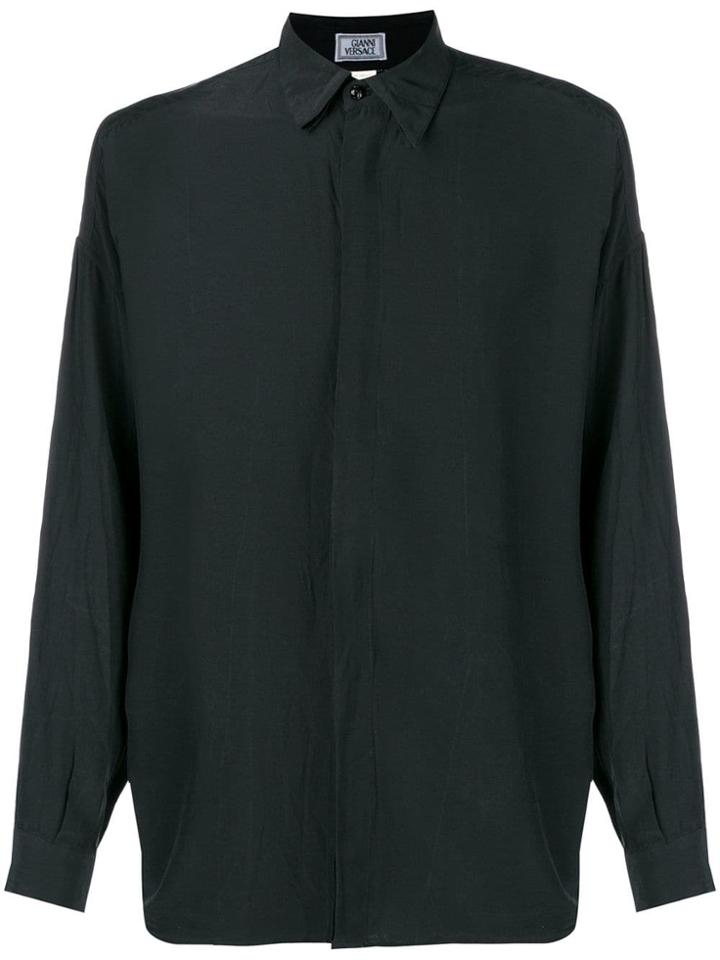 Versace Vintage Concealed Fastening Shirt - Black