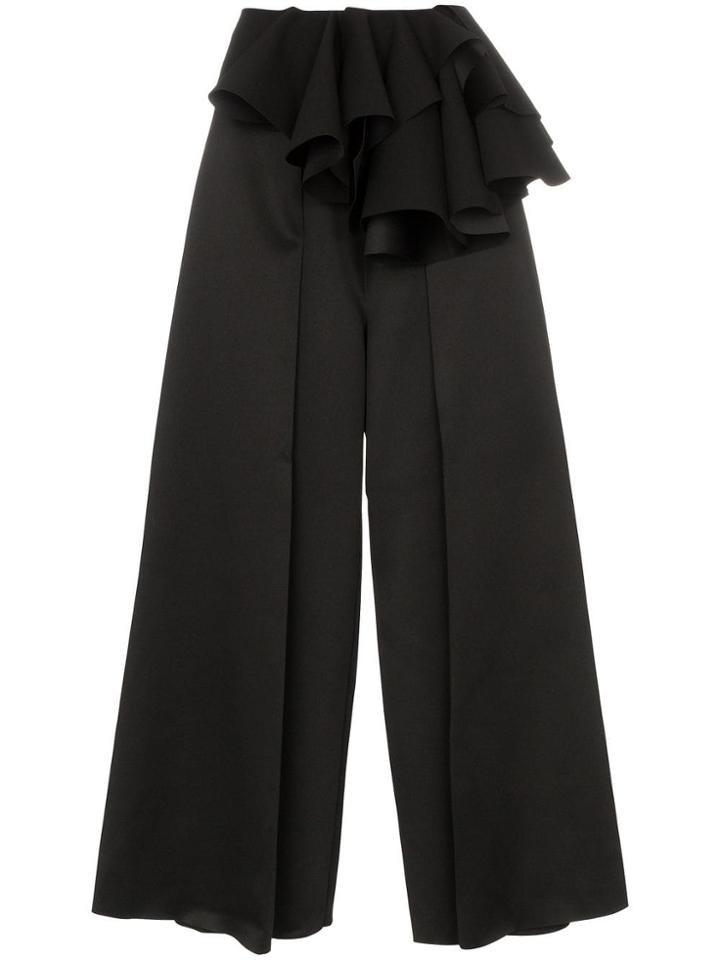 Solace London Foley Peplum Waist Wide Leg Trousers - Black