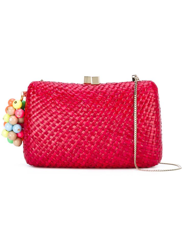 Serpui - Beaded Tassel Clutch - Women - Raffia - One Size, Red, Raffia