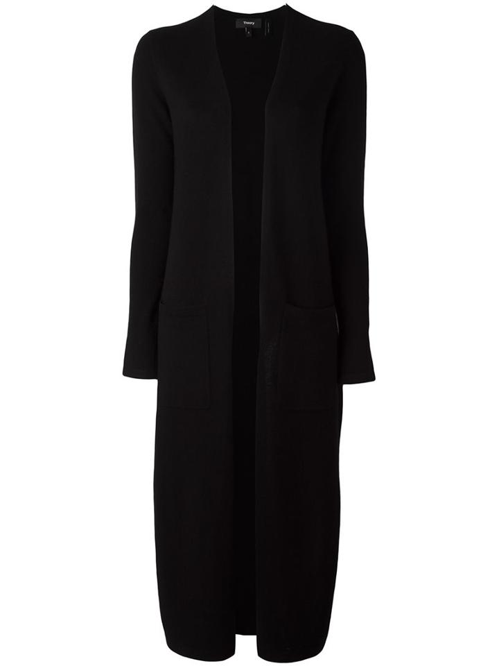 Theory Long Cardigan, Women's, Size: Medium, Black, Cashmere