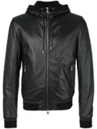 Dolce & Gabbana - Leather Hooded Jacket - Men - Cotton/lamb Skin/polyamide/virgin Wool - 52, Black, Cotton/lamb Skin/polyamide/virgin Wool