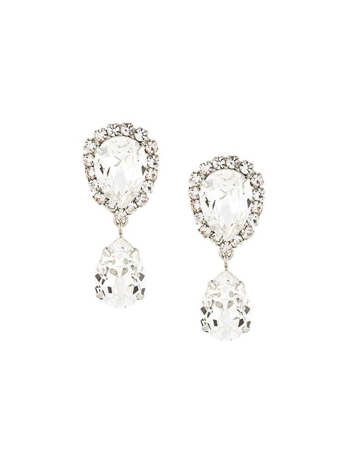 Dolce & Gabbana Drop Crystal Clip-on Earrings, Women's, Metallic