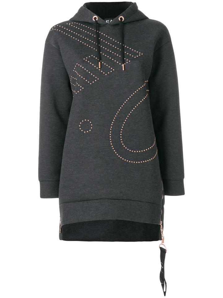Ea7 Emporio Armani Oversized Stud Hoodie - Grey