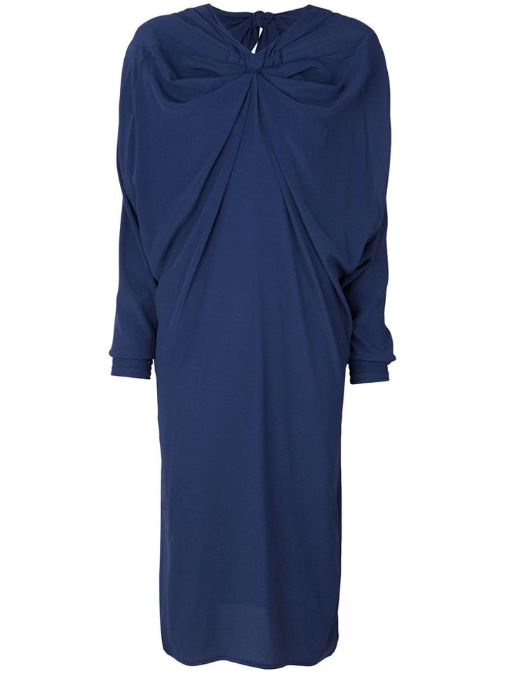 Marni Draped Gathered Neck Dress - Blue